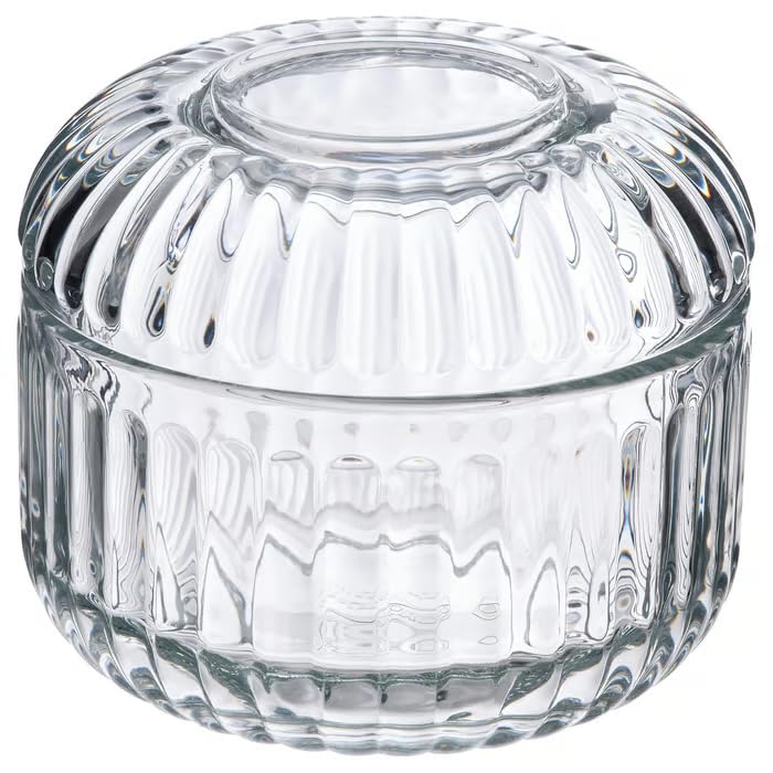 stoRk SILVTJÄRN Container with Lid, Clear Glass, 10 cm Diameter, for Bathroom Organisation, Cotton Balls, Jewellery-image-32