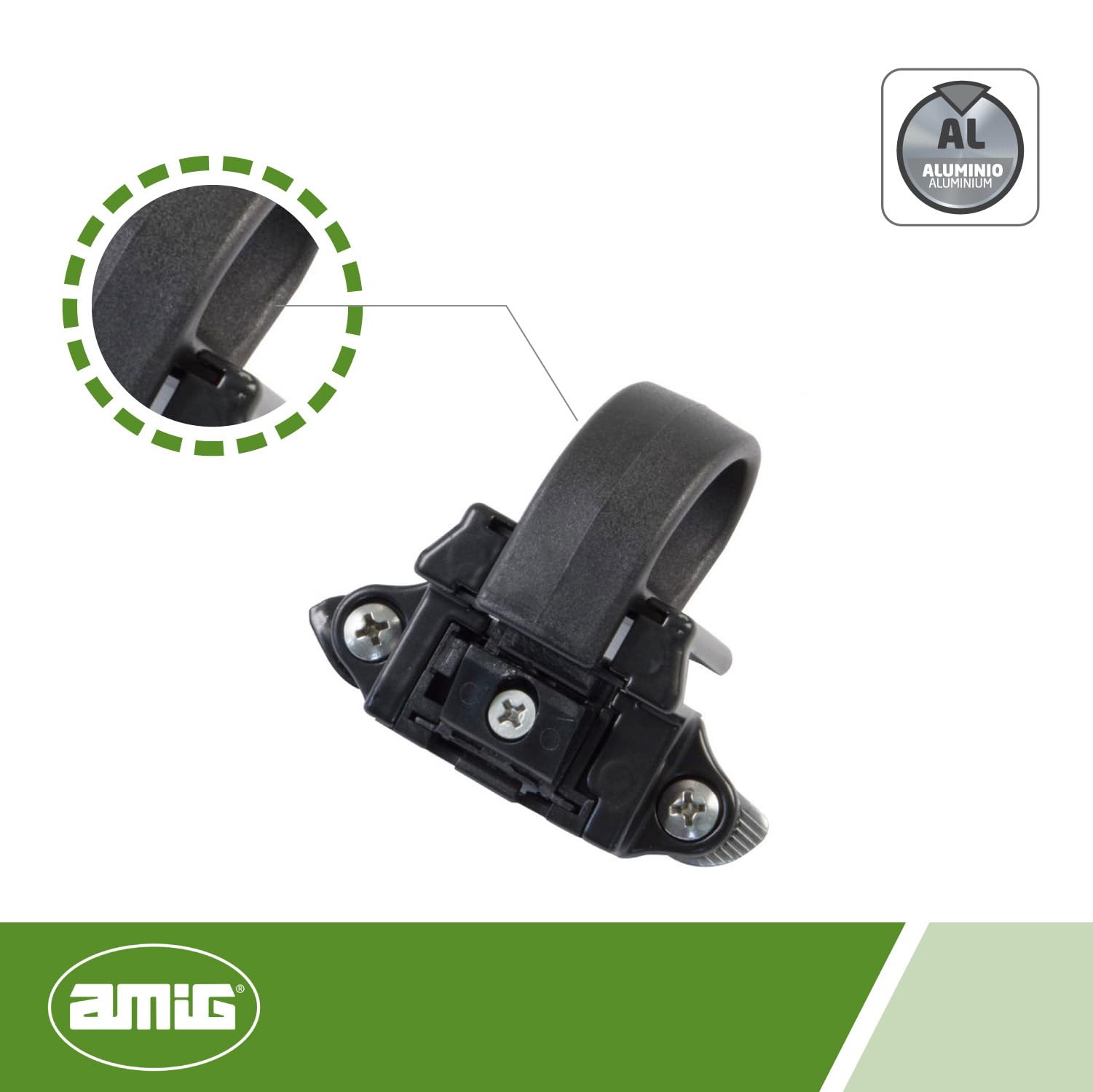 Amig - Fermaglio per Finestre Scorrevoli Mod. 6080 | 70 x 46 mm | Accessorio di Sicurezza per Chiusura a Pressione | Resistente per Correnti di Vento, Bambini o Introusi | Alluminio Nero
