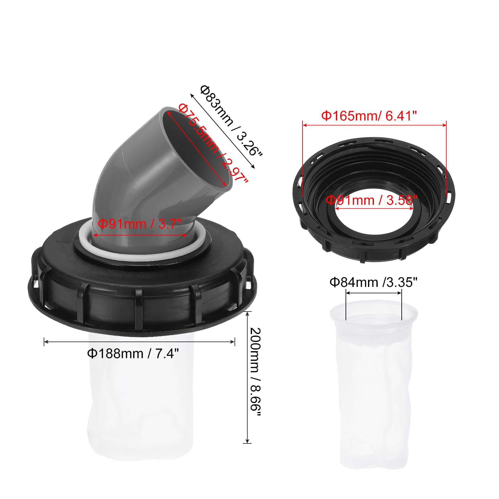 Coperchio Con Filtro Per IBC 165 Mm | Nylon Lavabile | Per Serbatoi Acqua Piovana 1000 Litri | Accessorio DN150 Nero