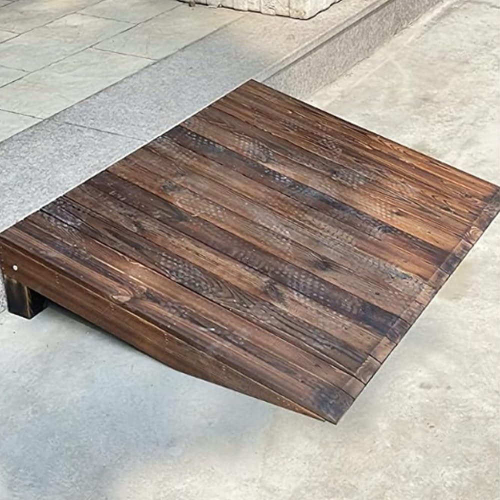 Rampa De Bordillo De Madera Rampa De Umbral Portátil 10/18/20/25/30cm Altura, Rampa De Entrada Antideslizante para Escalones Entrada/Scooter/Sillas De Ruedas(60x70x18cm/24x28x7in)