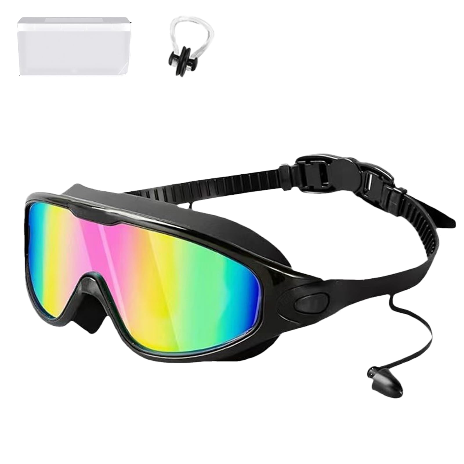 Knubbuf My Cool Summer Goggles, No Leaking Swim Glasses for Men Women Youth, Swimming Goggles with Ear Plugs, Anti Fog Swimming Goggle, Adjustable Elastic Band (Style C)