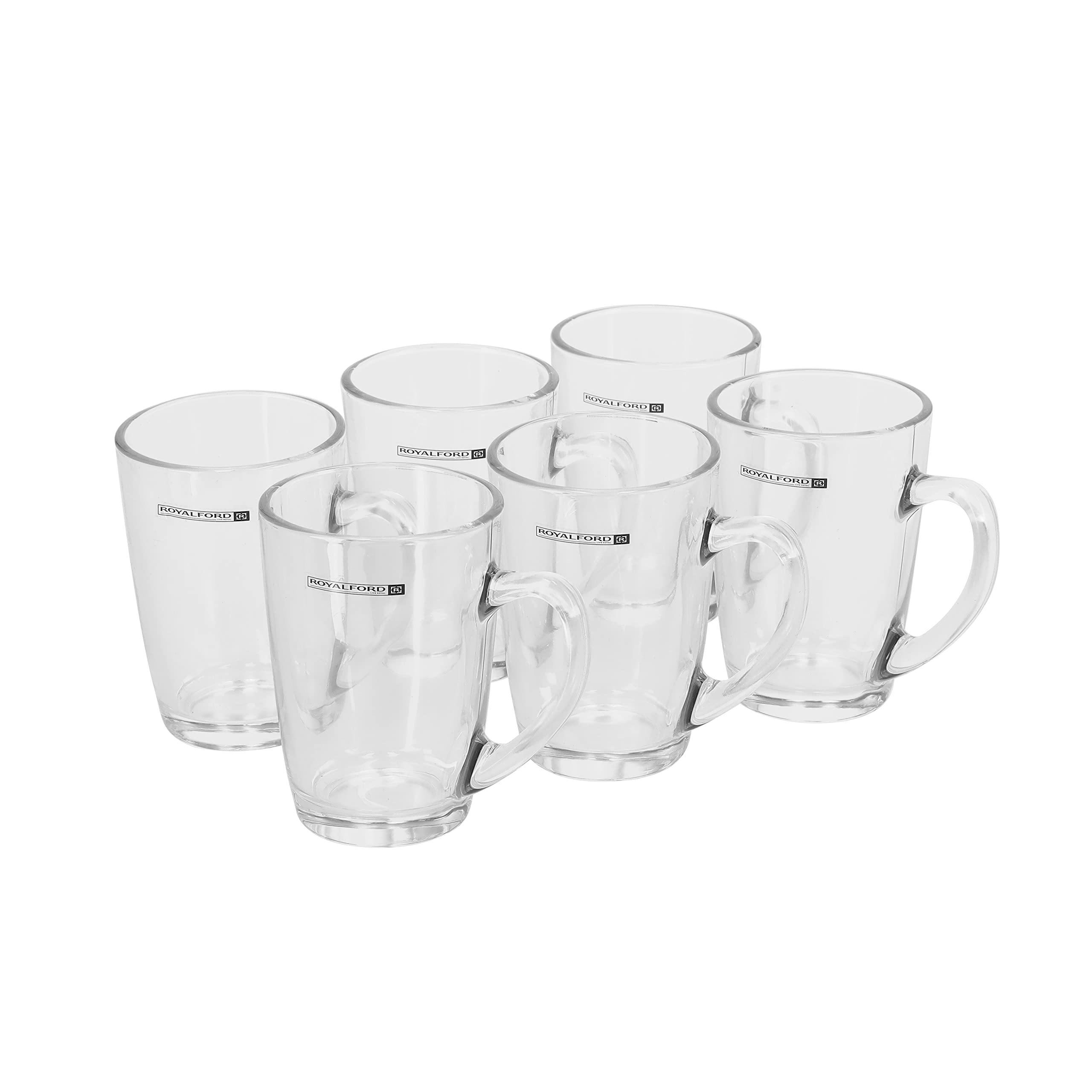 Royalford Glass Tumbler Set- Lead-Free, Crystal Clear Construction Resistant to Breakage, Creative and Premium-Quality Glassware, Transparent, 200ml, Pack of 6, RF11029