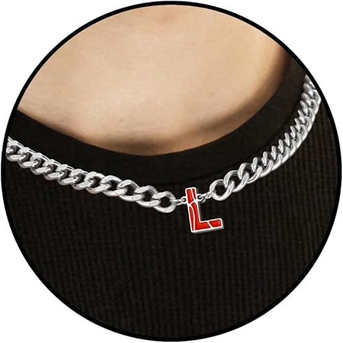 Basketball Necklaces for Boys Stainless Steel Initial Necklace with Letter A-Z 6.5mm Cuban Chain Adjustable Gifts for Men Boys 16+2 Inches