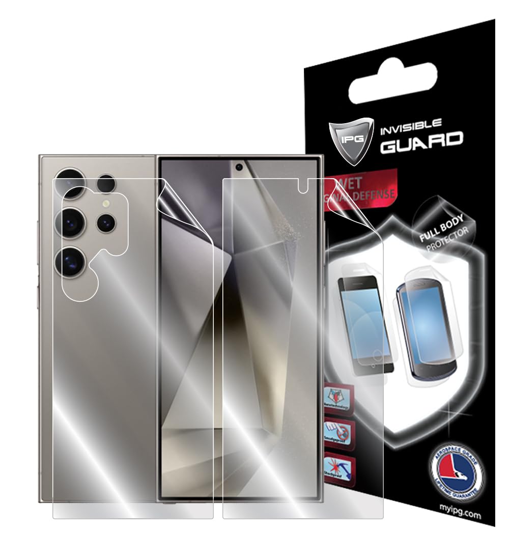 IPG Made for Samsung Galaxy S24 Ultra Hydrogel Screen + Back Protector Invisible Touch Screen Sensitive Ultra HD Clear Film Anti Scratch Skin Guard -