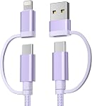 Basesailor for iPhone 17 16 Pro Max Charging Cable,4 in 1 USB C Cable 6.6ft,60W Multi Universal Charger Cord with USB A/Lightning Adapter for Apple 17e 15 14 13,AirPod Pro,iPad Air Mini 7 6,Pixel,S26