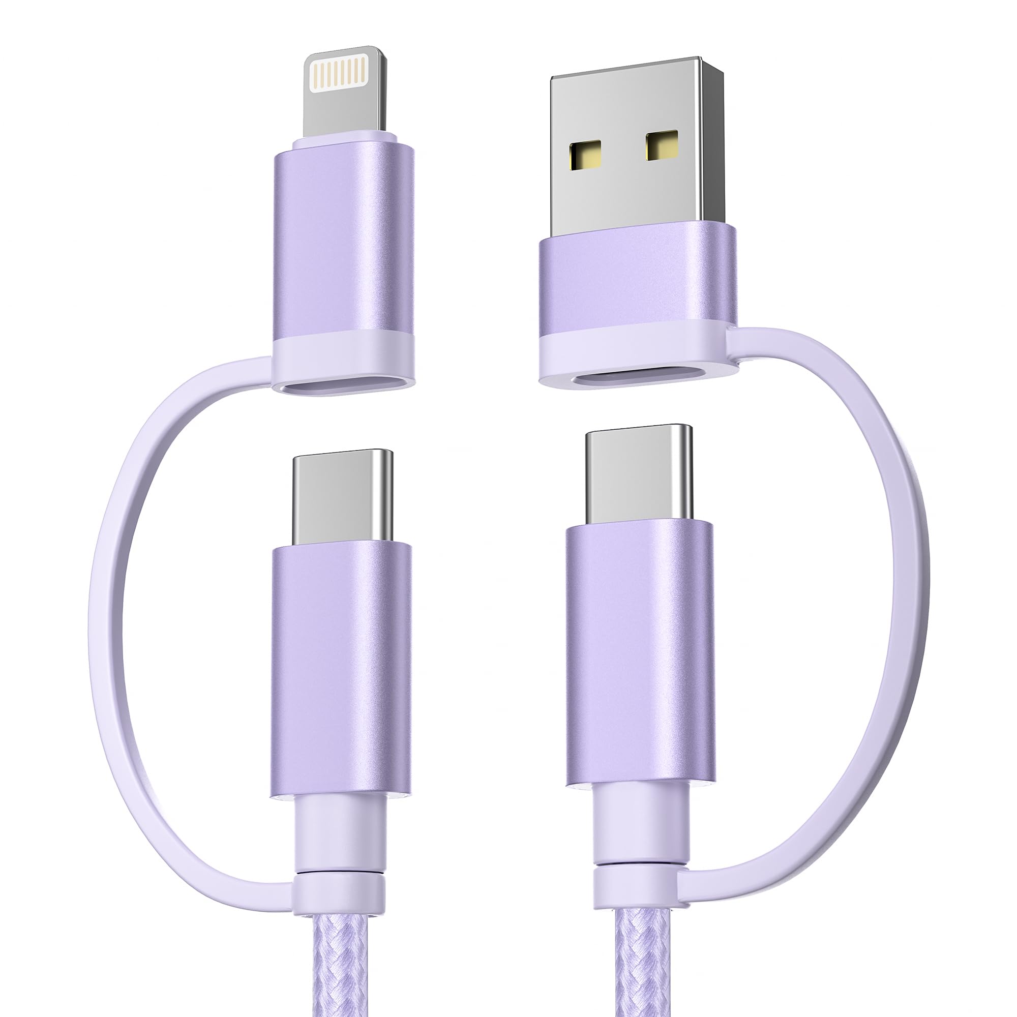 Basesailor Typ C Ladekabel für CarPlay und Android Auto,4 in 1 Multi USBC Kabel 1M,Universal Schnellladekabel mit USB A Adapter für Car KFZ Zigarettenanzünder Zigarettenstecker,Apple Car iPhone 17