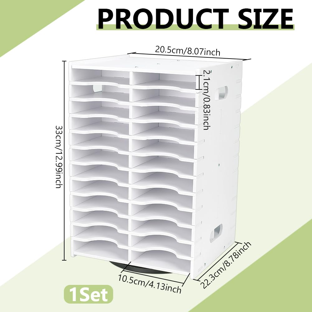 UNICRAFTALE Organizer per tamponi di inchiostro rotanti con 48 scomparti, 22,3 x 20,5 x 33 cm, bianco, supporto per timbri, da scrivania, per casa, studio, esposizione al dettaglio