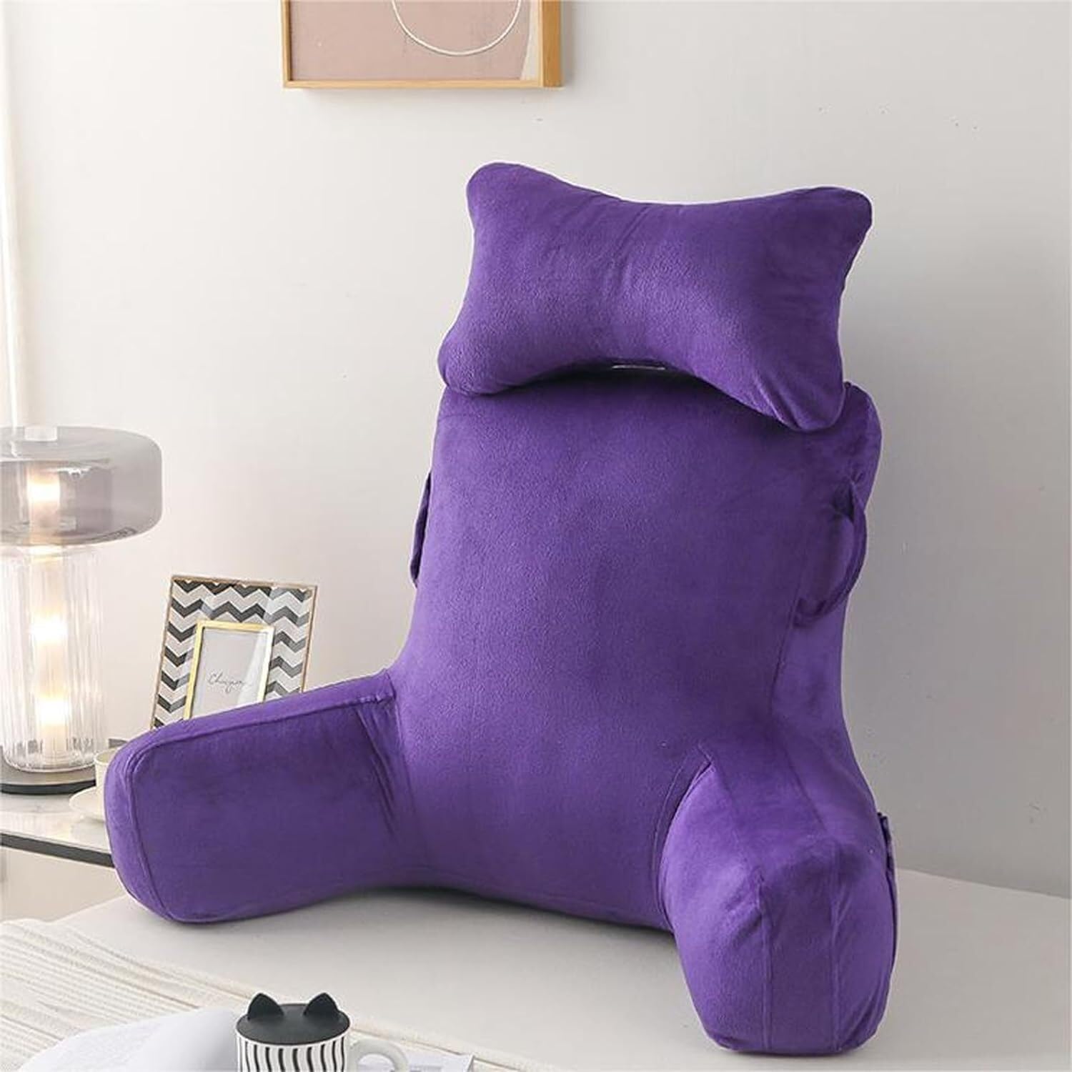 Coussin de lecture violet 83x38x61cm avec dossier amovible pour lit et canapé
