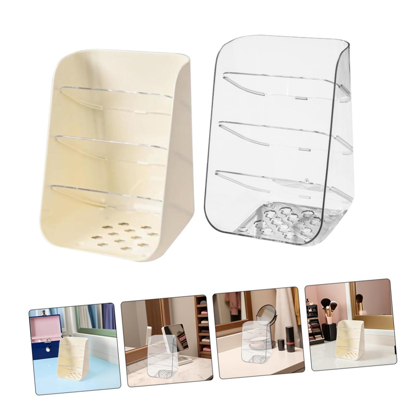 Veemoon 2piezas Cajas de Almacenamiento Transparente para Escritorio Soporte para Bolígrafos de Plástico Organizador de Papelería para Oficina Dormitorio o Tocador