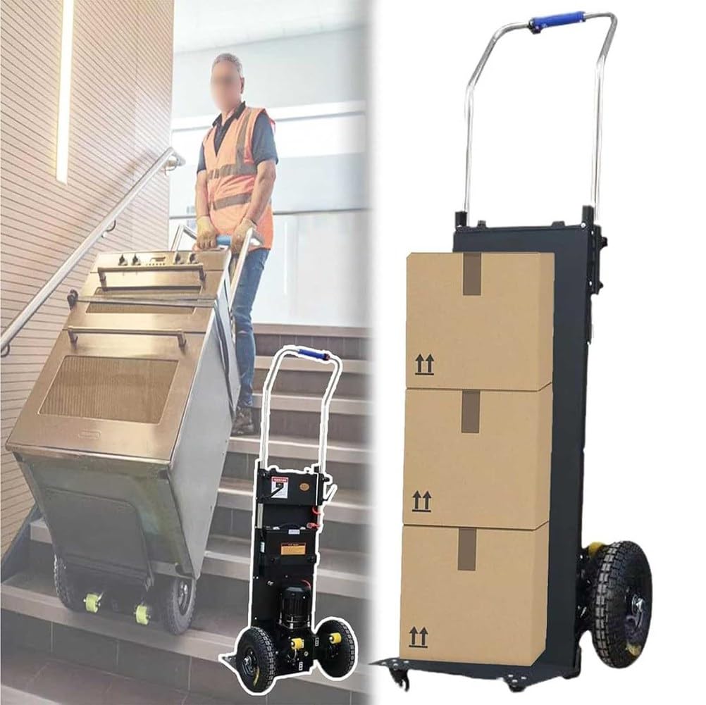 Carrello Saliscale Elettrico, Batteria Rimovibile, Motore Brushless, per Oggetti Pesanti, Carrello per Sacchi Oggetti Pesanti su E Giù Scale,001