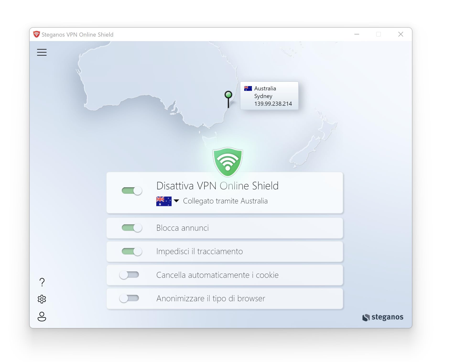 VPN Software su USB | Steganos VPN Online Shield | Navigazione anonima, nascondi IP, blocca pubblicità e tracking | Protezione WiFi pubblico | 1 anno per 5 dispositivi | Windows e Mac