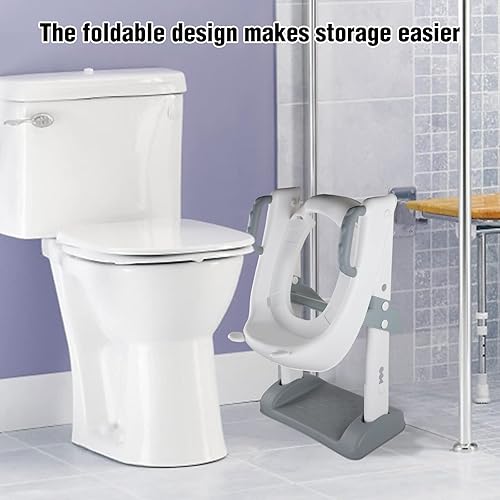 Miniatura 4 de MorTime Asiento de entrenamiento para ir al baño con escalera, inodoro plegable para niños, inodoro de altura ajustable con almohadilla suave