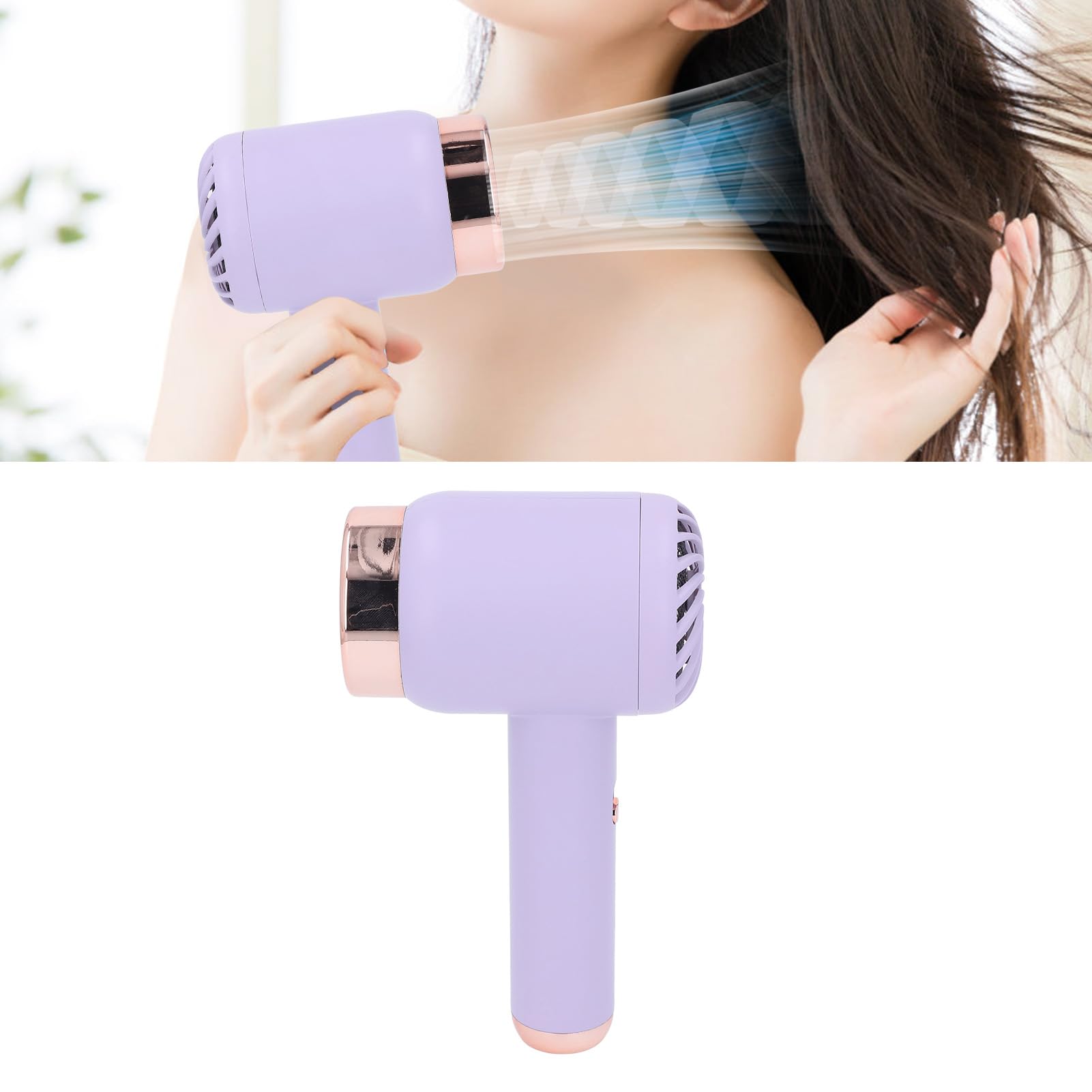 Asciugacapelli Senza Fili Portatile 15000mAh, Asciugacapelli Ionico Ricaricabile USB ad Alta Velocità per Viaggio, Dormitorio, Donna, Caldo e Freddo, Leggero e Compatto - Viola