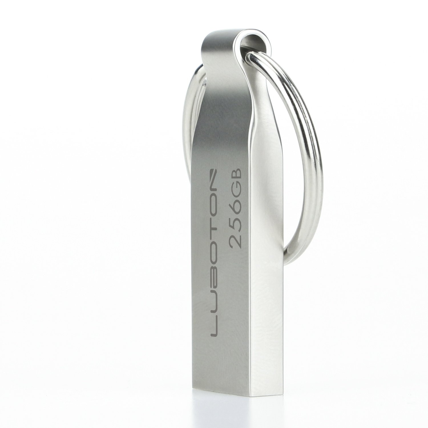 Luboton Metal USB Flash Drive 256GB 2.0 - Silver with Key Ring/Lu-08u-256