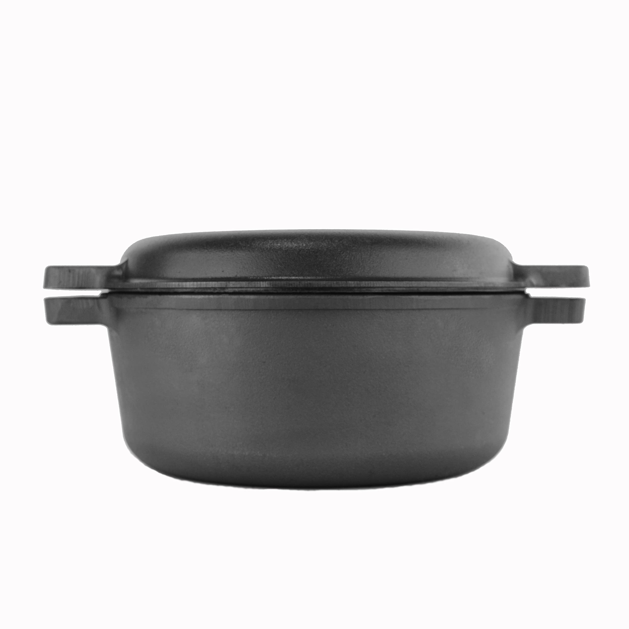 4BIG.fun Casseruola in ghisa con coperchio Ø 28 cm - 6 l - Rostiera con Manici tradizionale in ghisa 2 in 1 - Cocotte Per induzione - Casseruola per pane, per zuppe