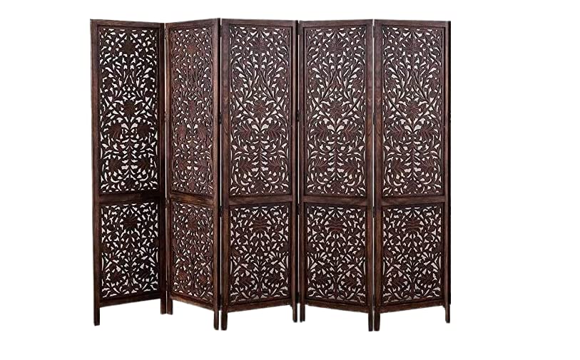 Shilpi Handmade Room Divider Wooden Partition in Kashmiri Design Decor Privacy Screen Panel (5)-image-13