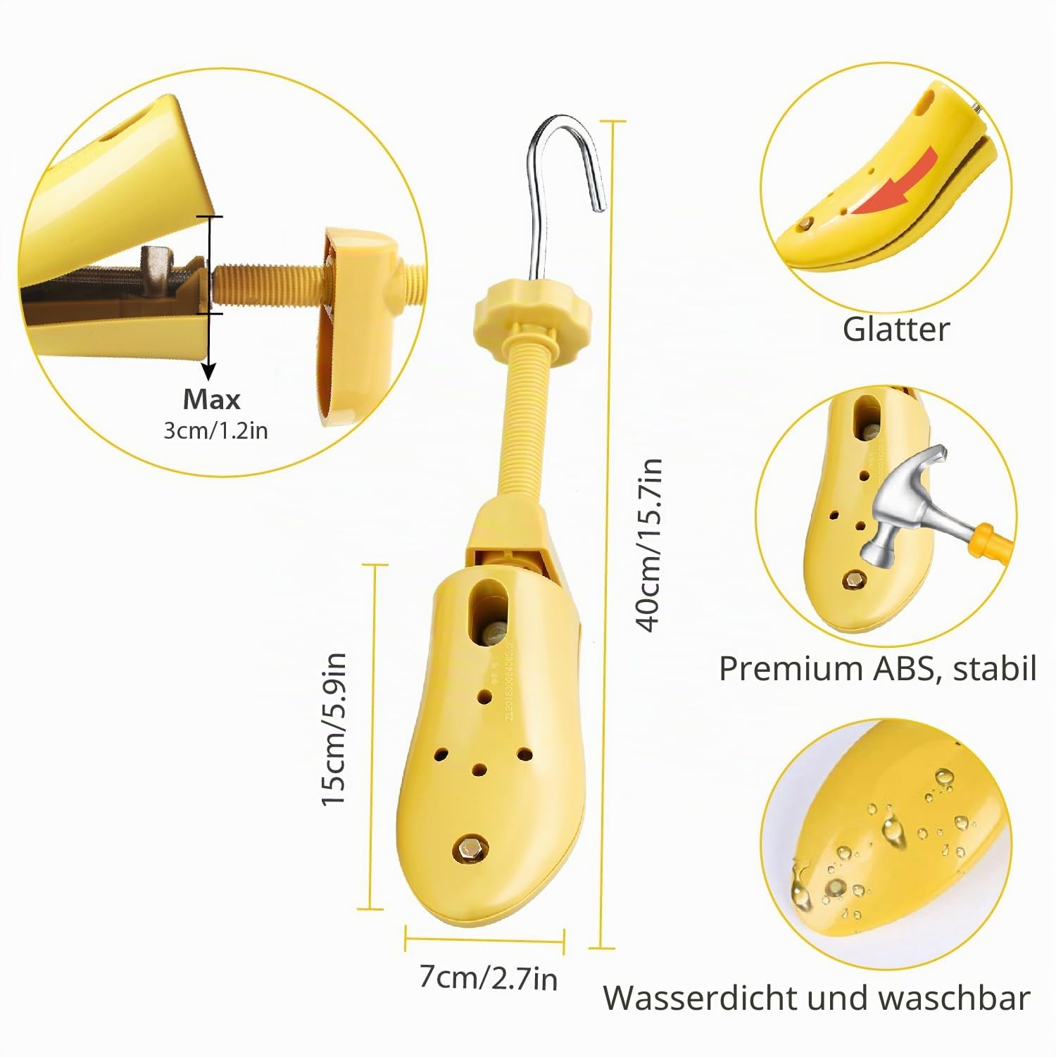 2-Wege-Schuhspanner(1 Einheit) ，erweitert die Höhe (Spann) und Länge der Schuhe für Damen und Herrn - Stoppen Sie schmerzliche Schuhe tragen
