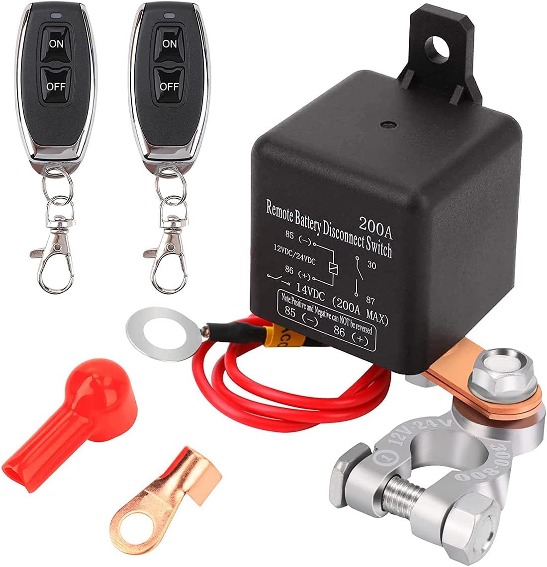 Interruptor de desconexión de batería remota maalr 12V 200a Batería reutilizable interruptor de corte de batería antirrobo Interruptor con 2 teclas inalámbrica evita la batería de drenaje para la barr