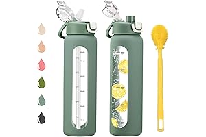 2nd Generation Kablo Glass Water Bottle with 2 Lids