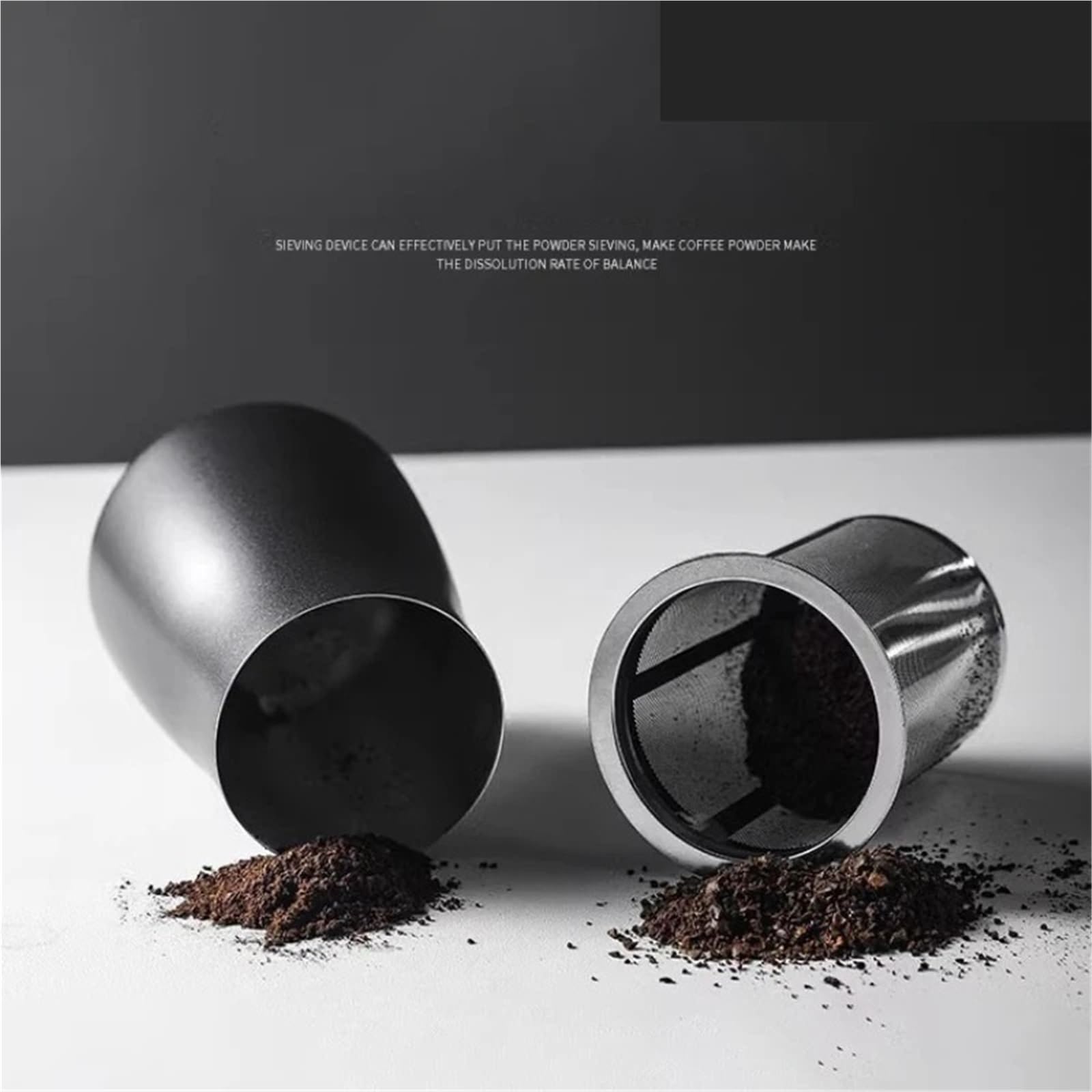 3-in-1 Edelstahl-Kaffeepulver-Filterbecher mit Deckel, Kaffeesieb, Mahlwerk, Zubehör(White)