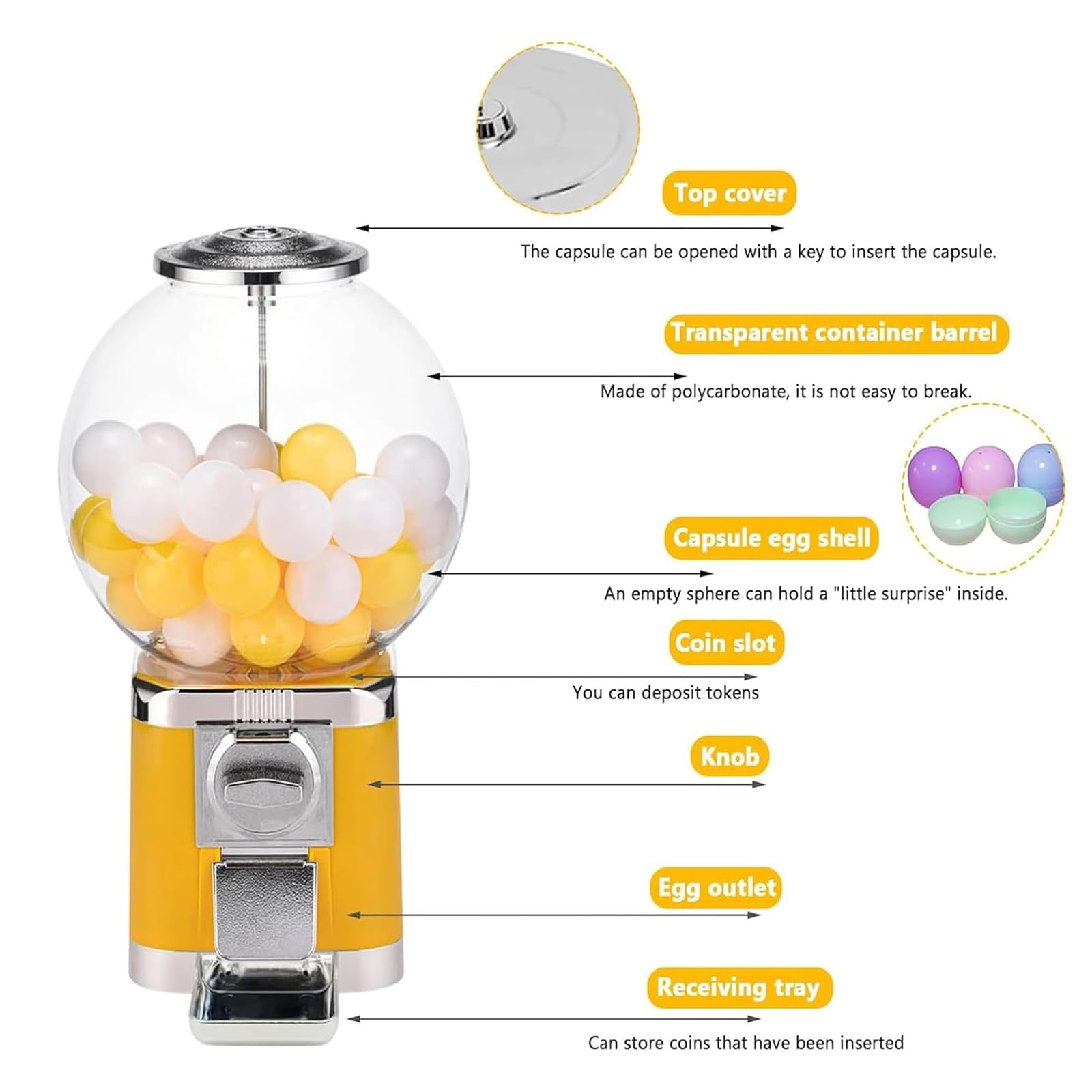 Dozownik cukierków, maszyna do rysowania loterii, automat na kapsułki mieści 200 piłek, duża pojemność i łatwa obsługa, do biznesu, sklepów, użytku domowego - idealny prezent dla dzieci, czerwony