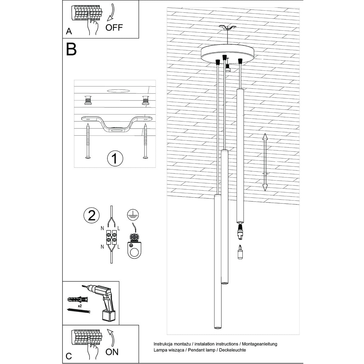 Sollux Lighting PASTELO Lampa Wisząca - Uniwersalna oprawa oświetleniowa – G9, max 8W LED, ~230V, 50Hz, IP20 – Bez żarówki – 3x Źródło światła – 19,5x19,5x104cm, Oliwkowa Zieleń