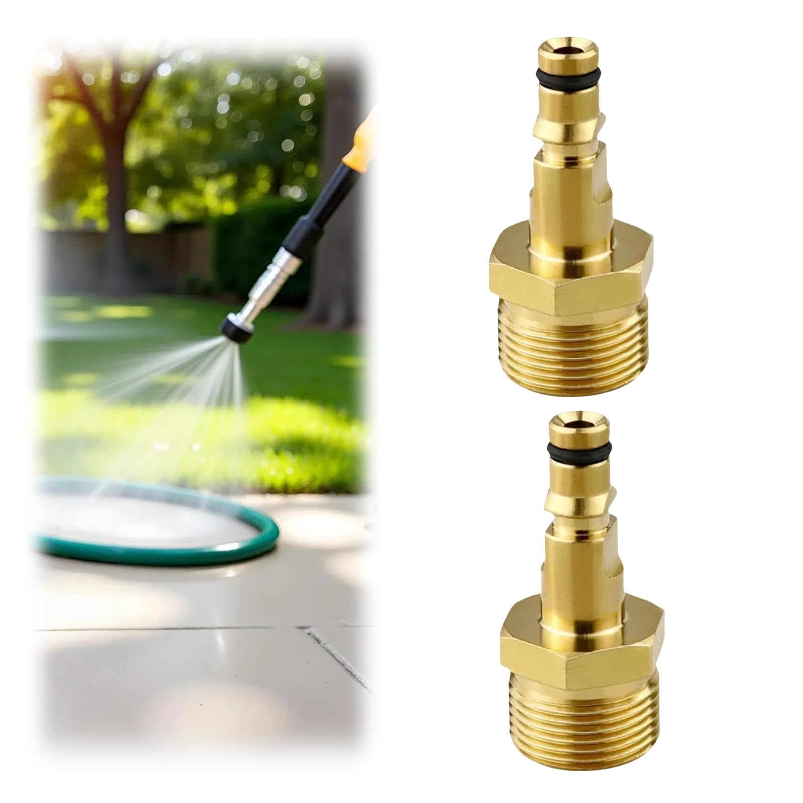 2Pcs Pressure Washer Hose Fittings, Brass M22 Quick Release Adapter, Washer Gun Hose Pipe Convert Tool, Compatible with Karcher Washer Gun Hose Pipe