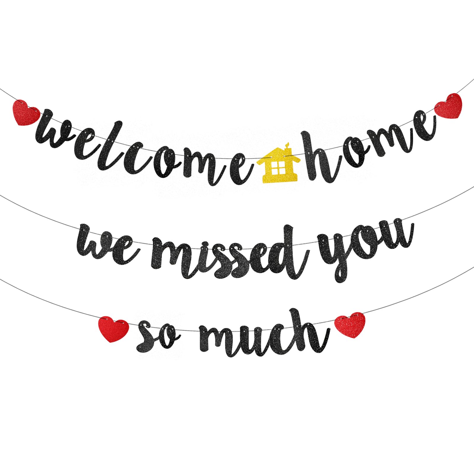 Amazon.com: Welcome Home Decorations We Missed You So Much Banner Black Glitter Welcome Home Sign Family Reunion Sign Housewarming Decorations for Military Army Homecoming, Family Theme Party Supplies : Home & Kitchen for Free Printable Printable Welcome Home Signs