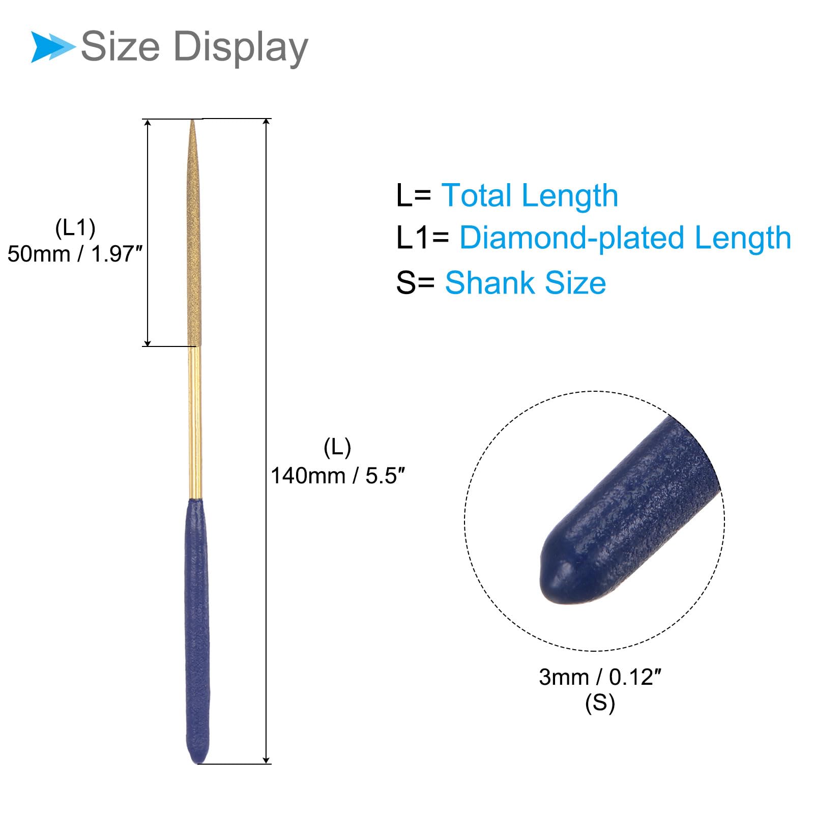 CoCud Diamond Coated Needle File Set,, 3x140mm - Image 2