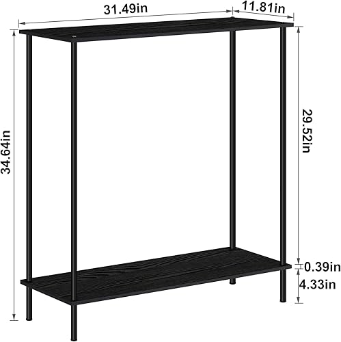 Miniatura 2 de Mesa consola estrecha, mesa de entrada de 31 pulgadas, mesa de sofá, mesa de consola delgada de 2 niveles, mesa consola delgada detrás del sofá,