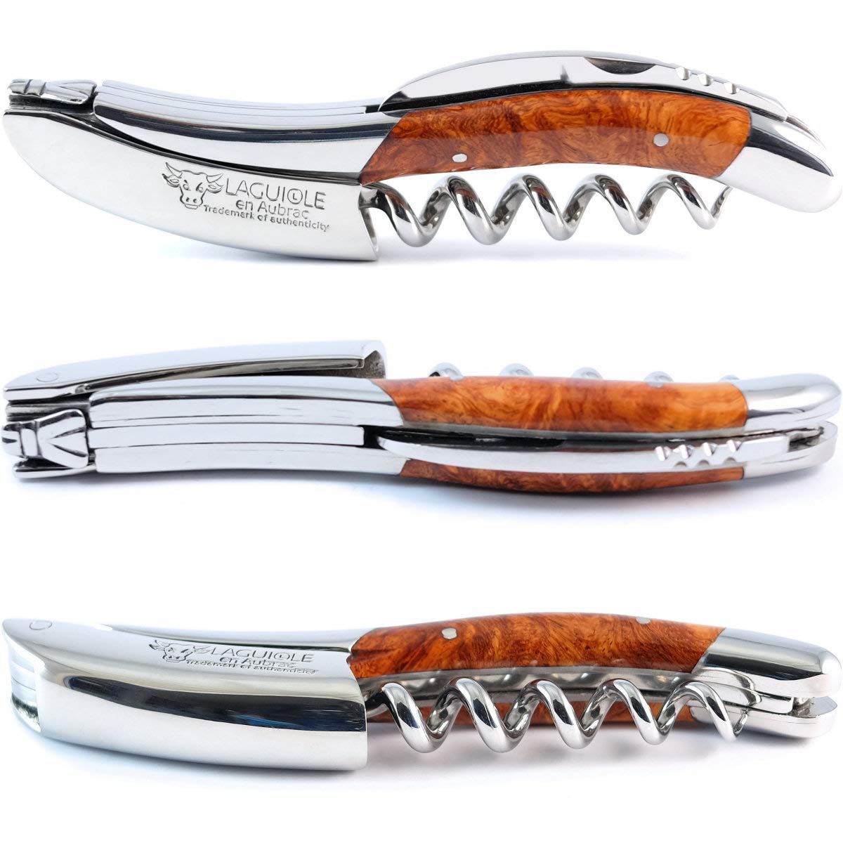 LAGUIOLE en Aubrac professionelles Sommelier Kellnermesser Amboina Wurzelholz