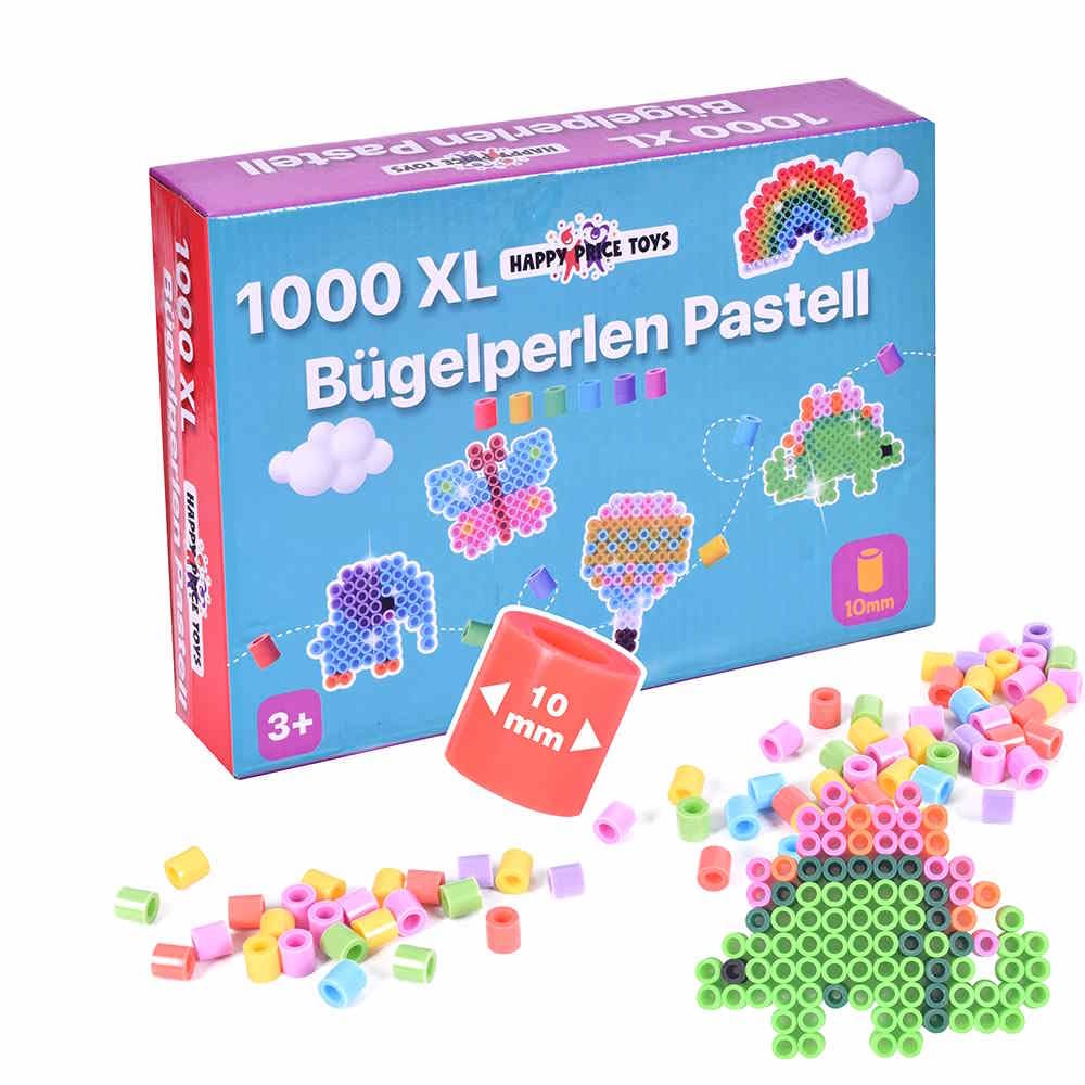 BIO XL Maxi Lot de 1000 perles à repasser avec plaque enfichable – Grand 10 mm – Pastel & Nude – Pour enfants à partir de 3 ans – Perles à enficher