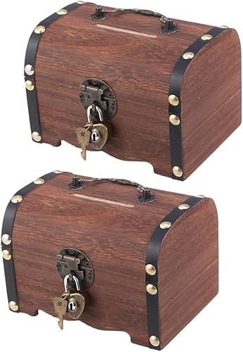 GANAZONO Hucha decorativa con cerradura de hierro, 2 unidades, caja de almacenamiento para guardar dinero, caja de recuerdo para decoración de boda,