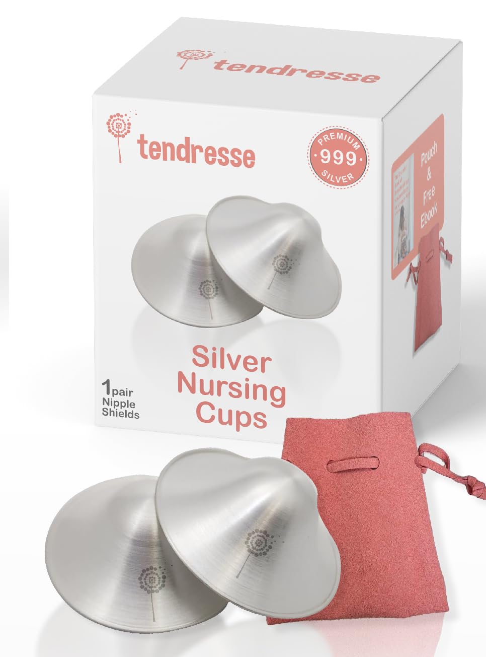 Nipple Shields for Breastfeeding Newborn by tendresse 999 Silver Nursing Cups Soothe Protect Heal Nipple Shield Silver Nipple Covers Breastfeeding Baby+Postpartum Nipple Guards for Breastfeeding