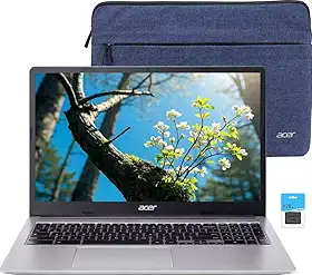 acer Chromebook 315, laptop com tela IPS FHD de 15,6 polegadas (1920 x 1080), Intel Celeron N4500, 4 GB de RAM, 192 GB de armazenamento (64 GB eMMC + 128 GB SD), webcam, Chrome OS, prata brilhante