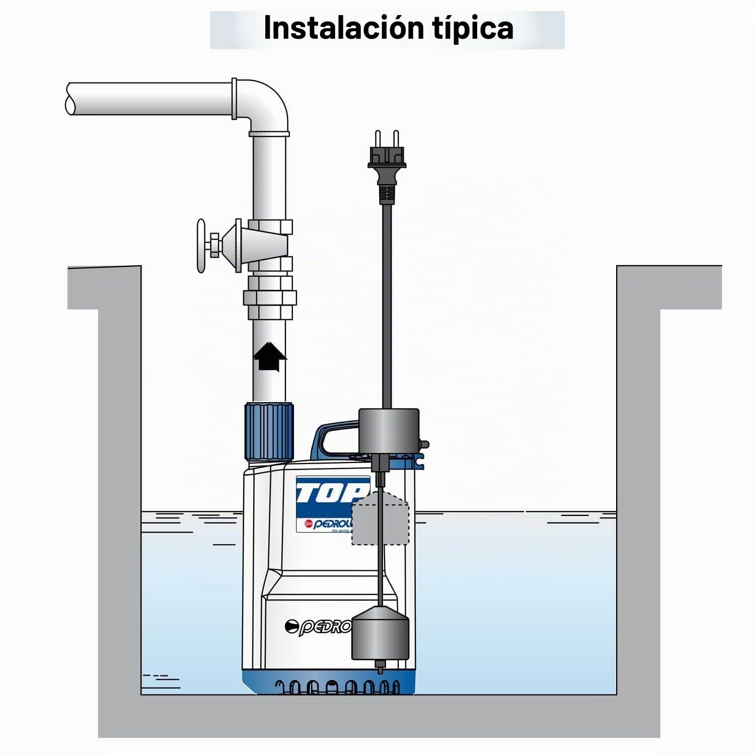 Bomba de elevación 220 V Pedrollo Top 1 Gm Agua de lluvia Flotador Vertical 4.8 M3/h 0.25 Kw