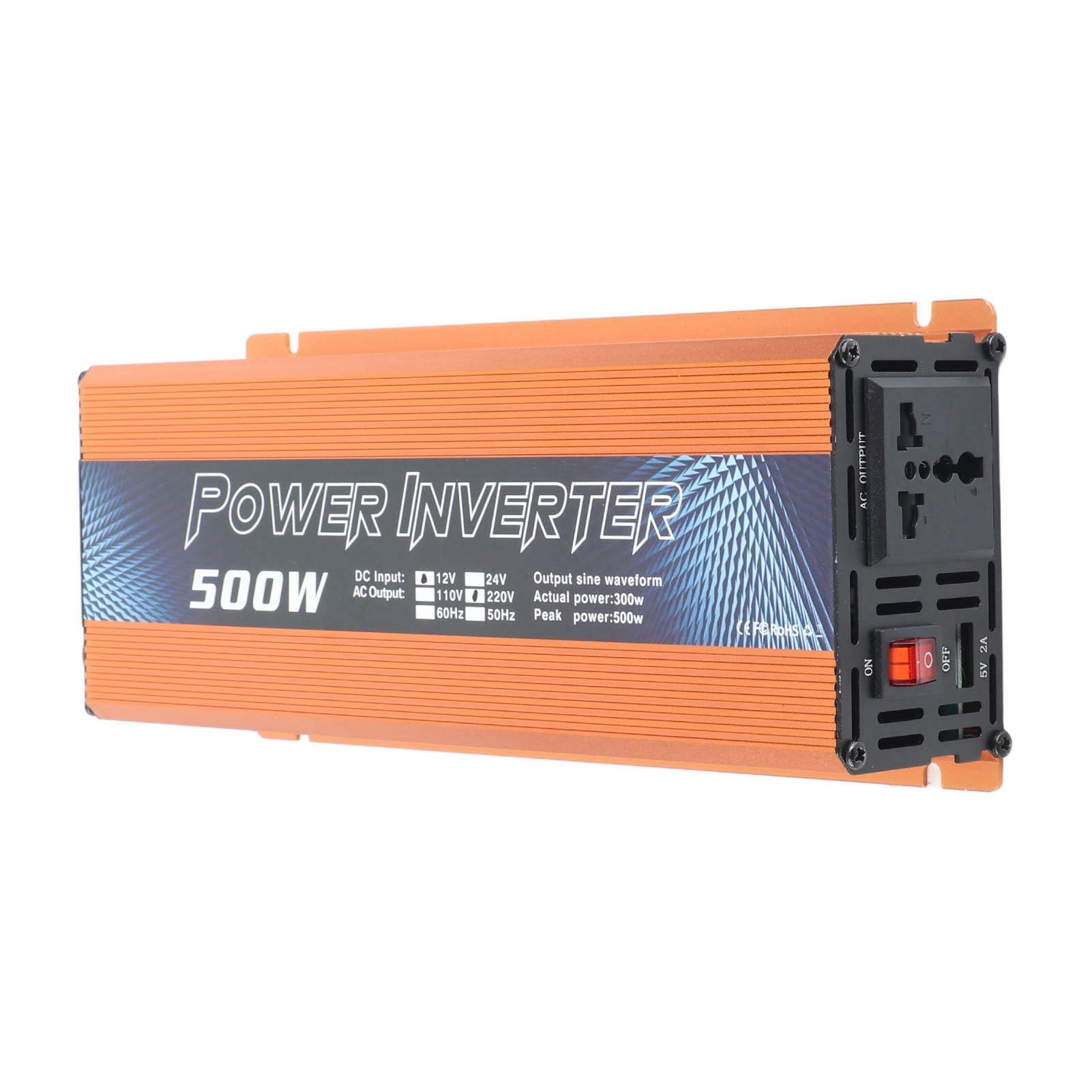 Przetwornica Napięcia Sinusoidalnego 500W w Samochodzie DC 12V na AC 110V z Portem USB i Wentylatorem Chłodzącym do Laptopów na Kempingu i do Użytku Awaryjnego (220V)