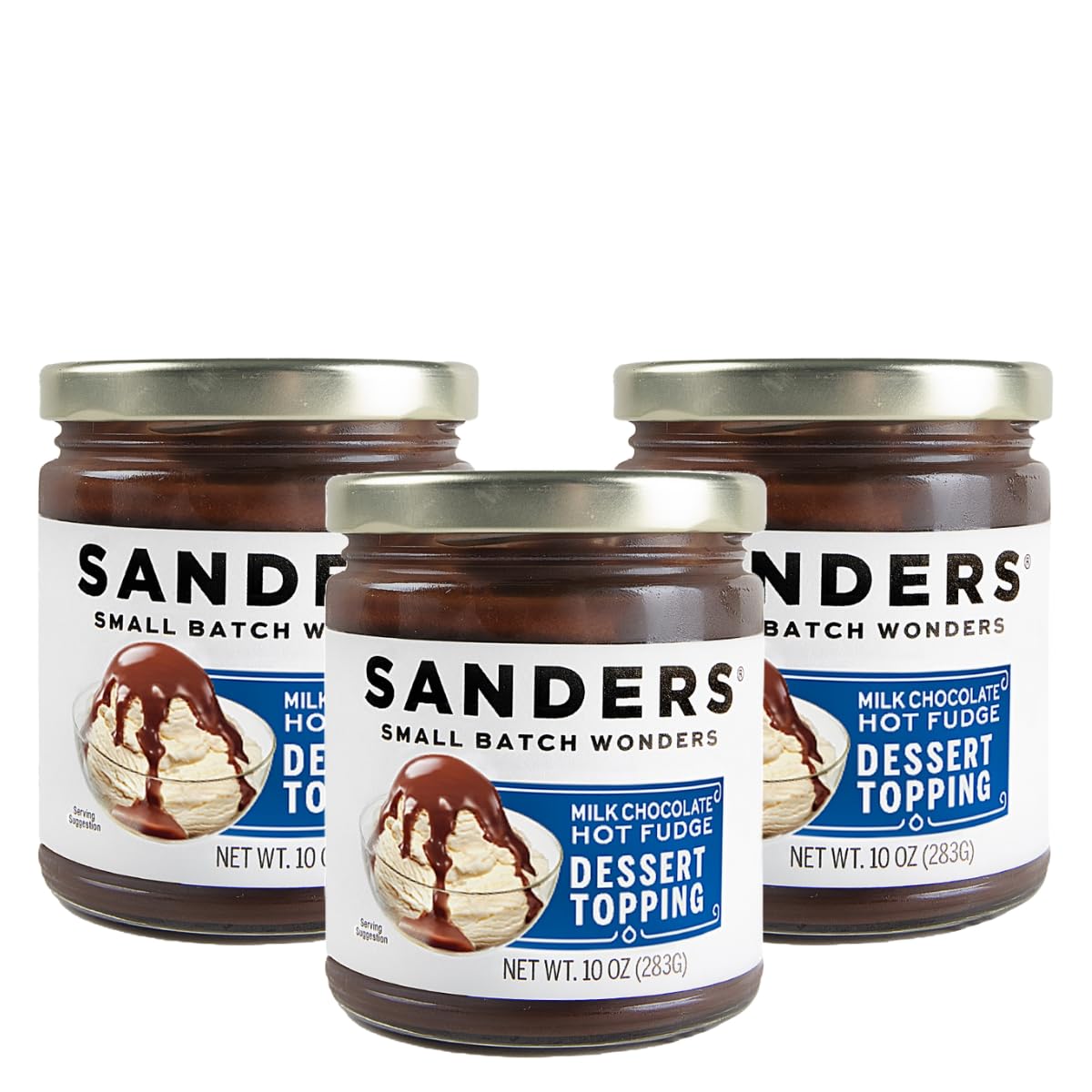 Sanders Milk Chocolate Hot Fudge Topping 10oz Jar (3Pack