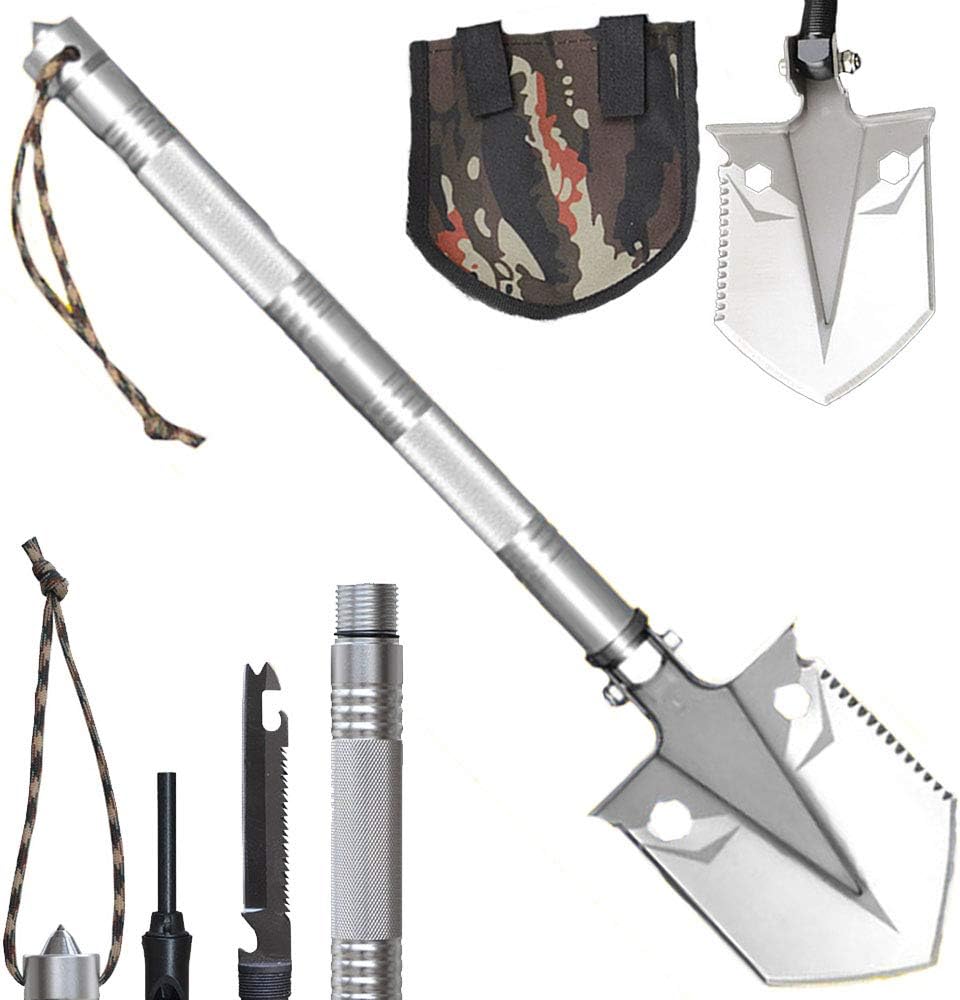 WF WU FANG Camping Shovels Multifunctional Folding Shovel Survival Tool Military Portable Shovel Multitool Gifts for Men Outdoor Enthusiast