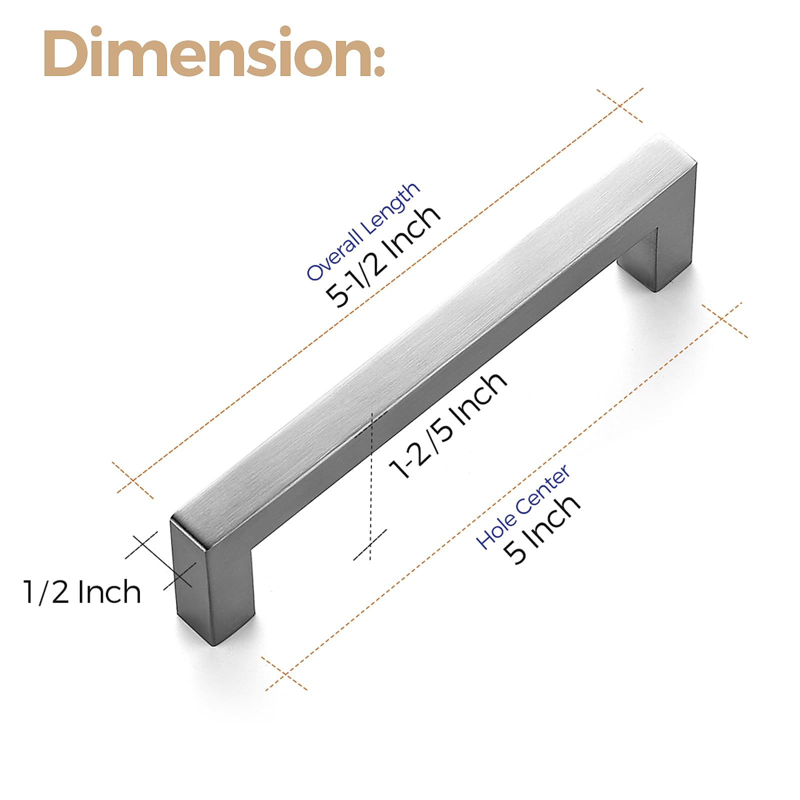 Ravinte Brushed Nickel Square Cabinet Pulls Cabinet Handles 5 Inch 30 Pack — Amazon image 3