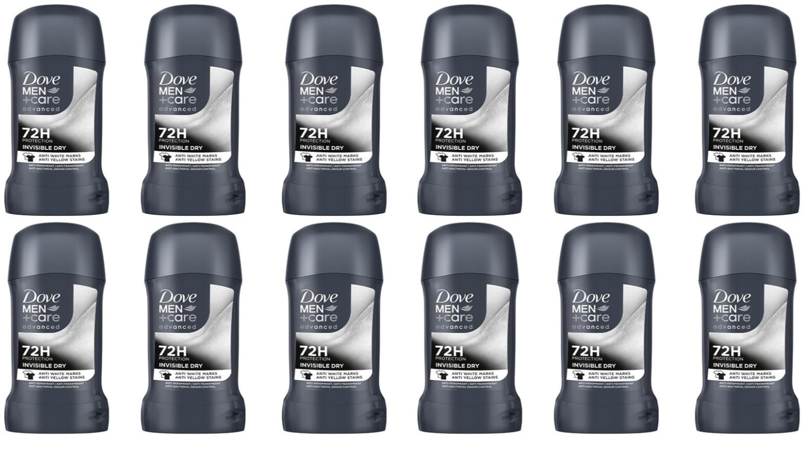 12x Dove Men+Care Advanced Anti Transpirant Deo Stick Invisible Dry Deodorant mit 72 Stunden Schutz gegen Körpergeruch und Achselnässe, 50 ml (12er Pack)