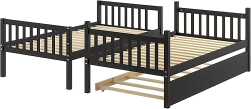 Miniatura 5 de Merax Cama individual con nido, marco de cama de plataforma con cabecera y estribo, para dormitorio, espacio de vida pequeño, no necesita somier,
