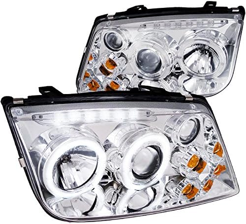 Spec-D Tuning LHP-JET99-RS Volkswagen Jetta Chrome Clear Halo Led Projector Head Lights W/Fog