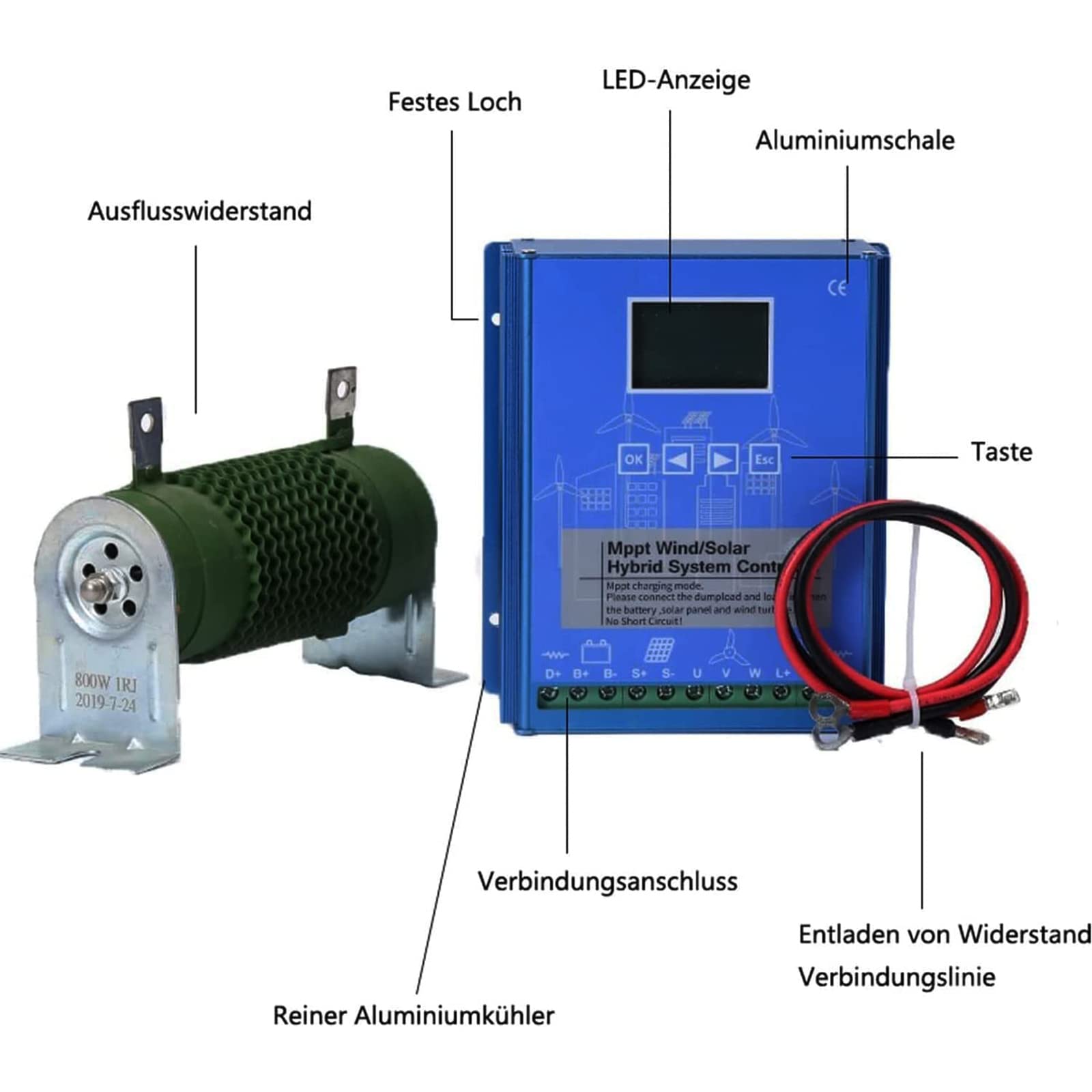 Regulator ładowania solarnego i wiatrowego MPPT 3000 W do akumulatorów 12 V, 24 V i 48 V