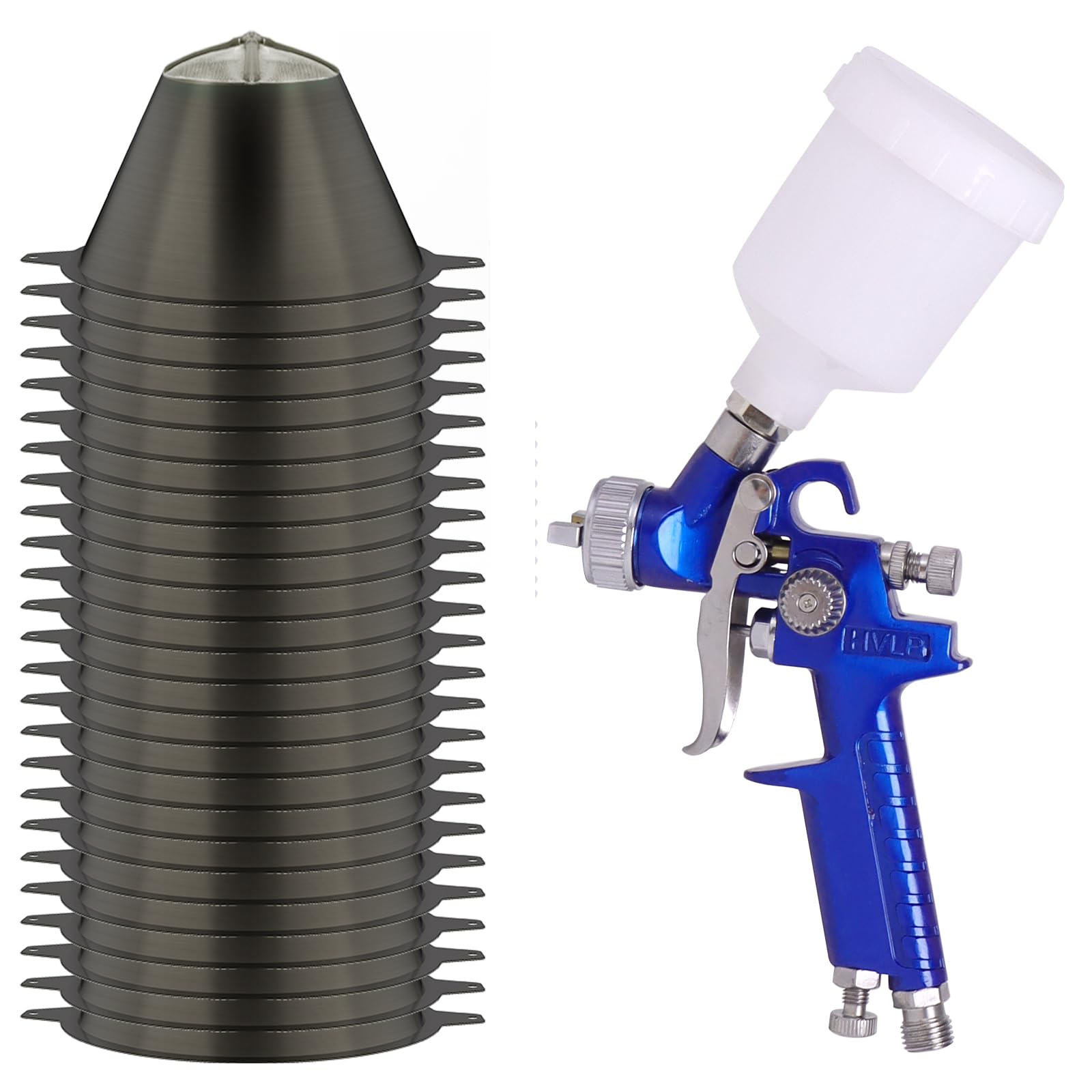 HVLP Mini Spray Gun Air Paint Sprayer,Gravity Feed Touch Up Air Spray Gun with 0.8mm Tip,125cc Cup,30Pcs Paint Filter