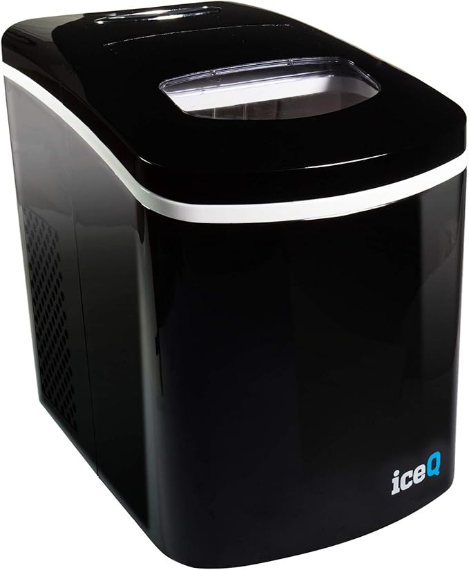 iceQ Compact Ice Maker Black, Portable Counter Top Ice Machine, 10Kg