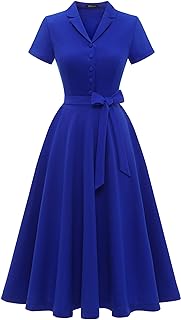 Women's Vintage Tea Dress, Short Sleeve Cocktail Party Dress Work Church Casual Dress - Buy now