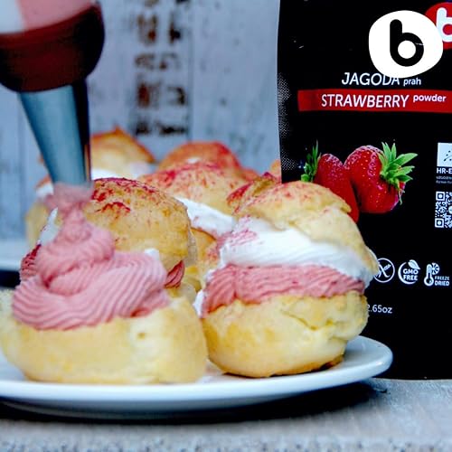 Miniatura 4 de Polvo de fresa liofilizado orgánico de fresas liofilizadas, rico en fibra, para batidos, hornear y saborizar, 2.65 onzas