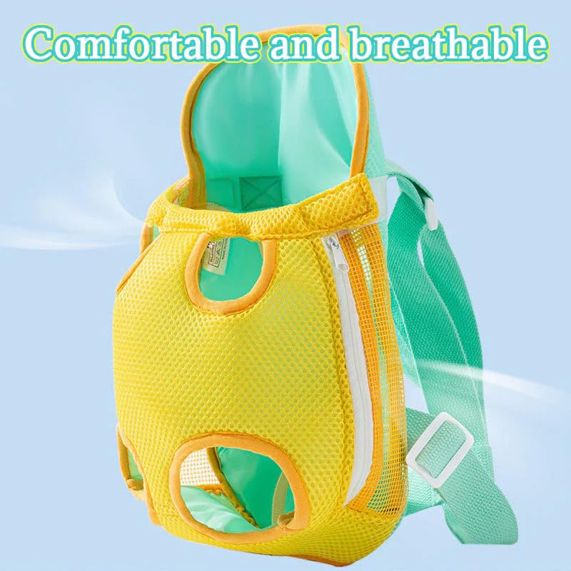 Feya Pet Carrier Backpack, Adjustable Pet Front Cat Carrier Breathable, Easy-Fit for Traveling Hiking for Small Medium Dogs Cats (Yellow and Green Stitching, L-(Recommended Weight 7-10 Catties))