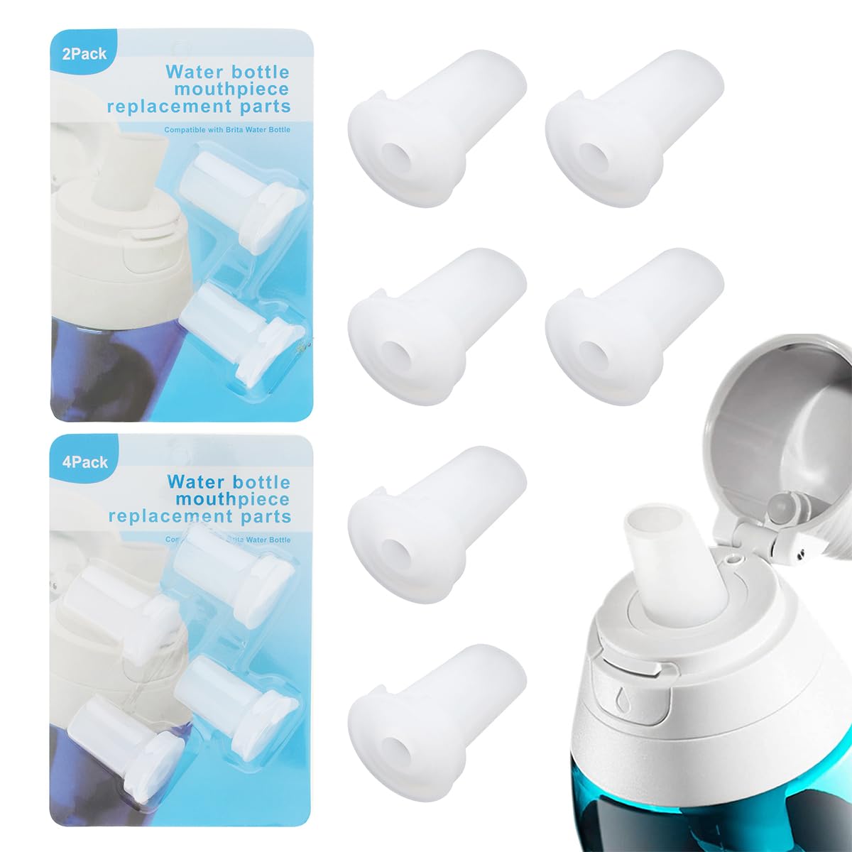 Tobefore Water Bottle Mouthpiece Replacement for Water Bottle, 6pcs Silicone Water Bottle Bite Valve Replacement Parts Water Bottle Spout Parts